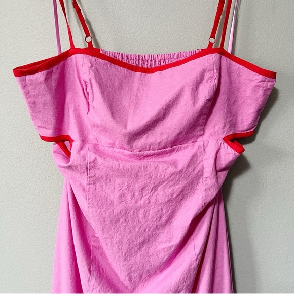 Anthropologie Pink Midi Dress with Red Accents - Dafni - Picture 5 of 13